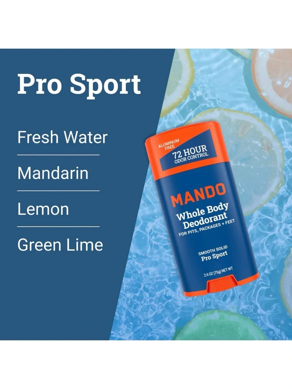 Mando Pro Sport Smooth Solid Whole Body Deodorant 2.6oz